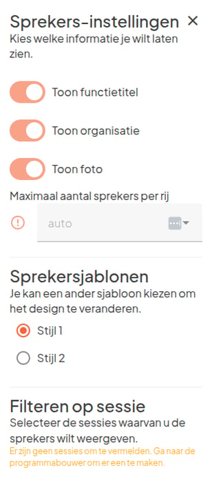 Sprekersinstellingen